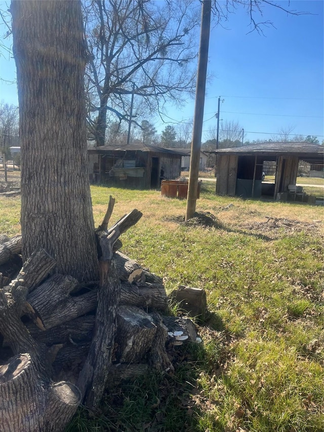 view of yard with an outdoor structure