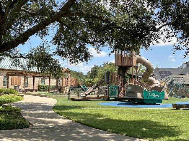 communal playground with a yard