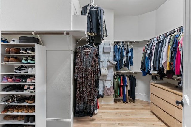 spacious closet with light wood-type flooring