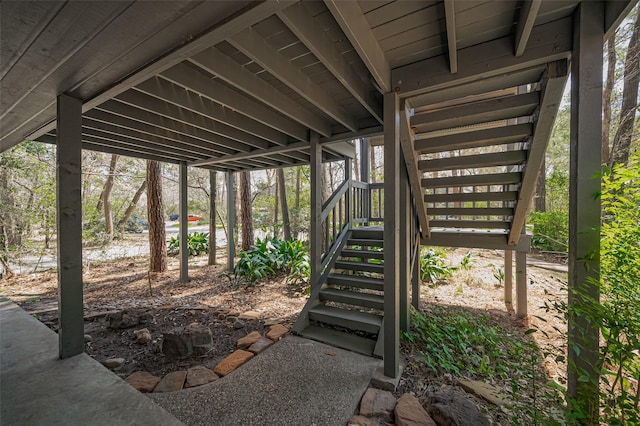 view of patio with stairway