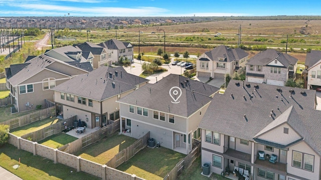 drone / aerial view with a residential view