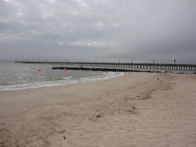 property view of water with a beach view