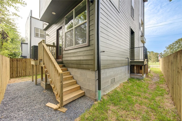 view of property exterior featuring a fenced backyard