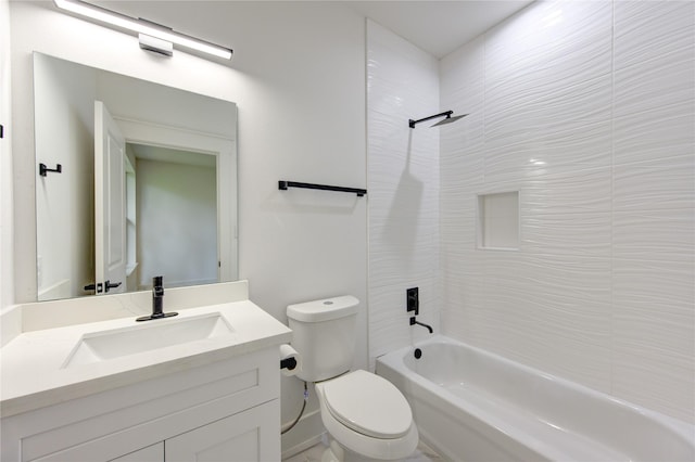 full bath with vanity, toilet, and washtub / shower combination