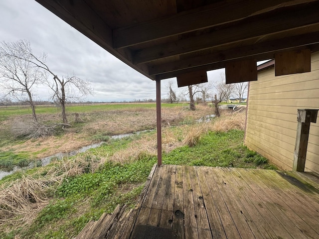 deck featuring a rural view