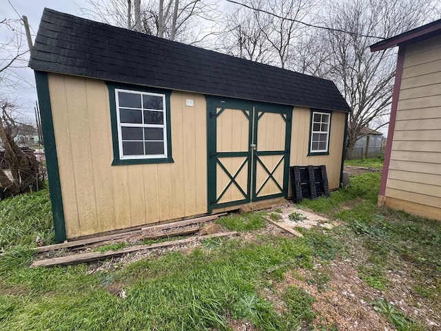 view of shed