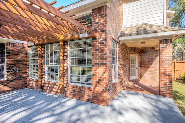 exterior space with a pergola