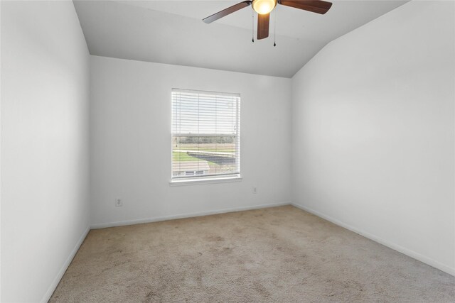 518 Saffron St, League City, TX 77573 - unfurnished room featuring baseboards, ceiling fan, vaulted ceiling, and carpet