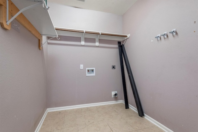 laundry area featuring baseboards, laundry area, washer hookup, and hookup for an electric dryer