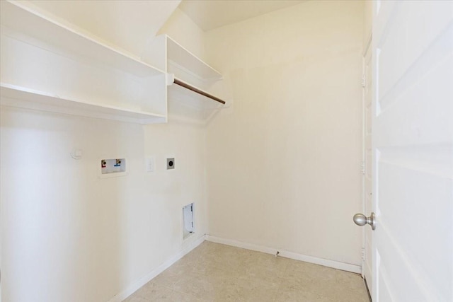 laundry room featuring baseboards, laundry area, washer hookup, and hookup for an electric dryer