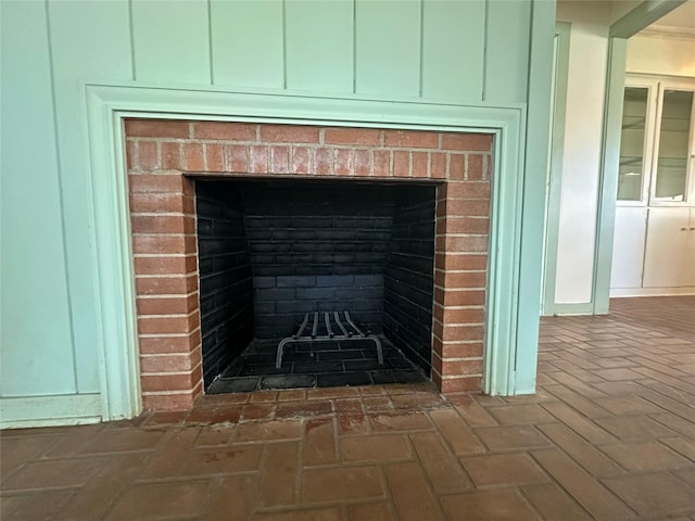 interior details with a fireplace