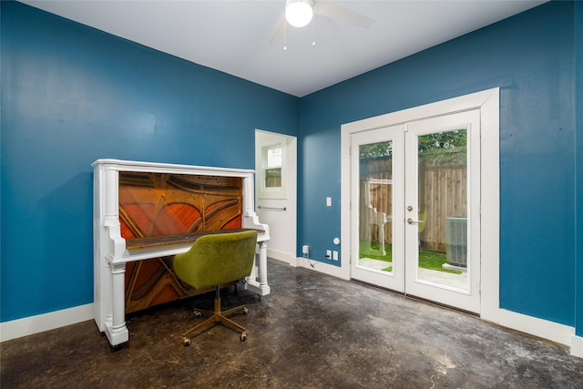 1016 Crocker St, Houston, TX 77019 - office space featuring baseboards, concrete flooring, a wealth of natural light, and french doors