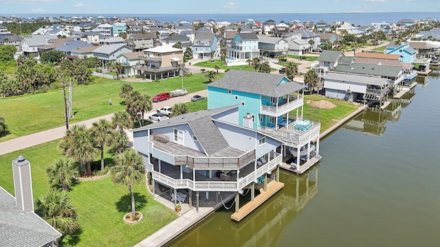 4105 Nueces Dr, Galveston, TX 77554 - bird's eye view with a residential view and a water view