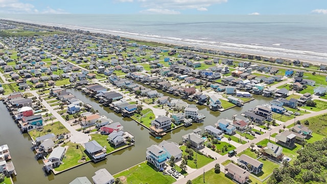 4105 Nueces Dr, Galveston, TX 77554 - aerial view with a water view, a view of the beach, and a residential view