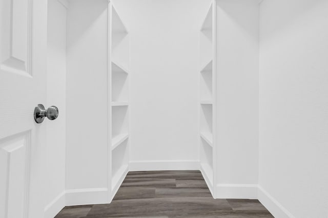 walk in closet featuring dark wood-type flooring