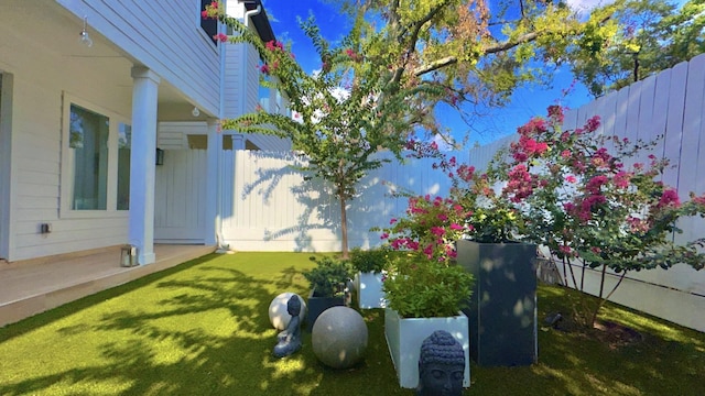 view of yard featuring a fenced backyard