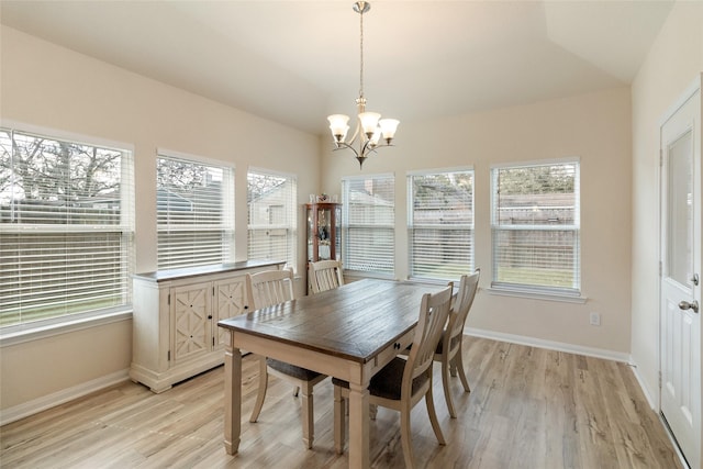 dining room featuring baseboards, a healthy amount of sunlight, and light wood-style flooring