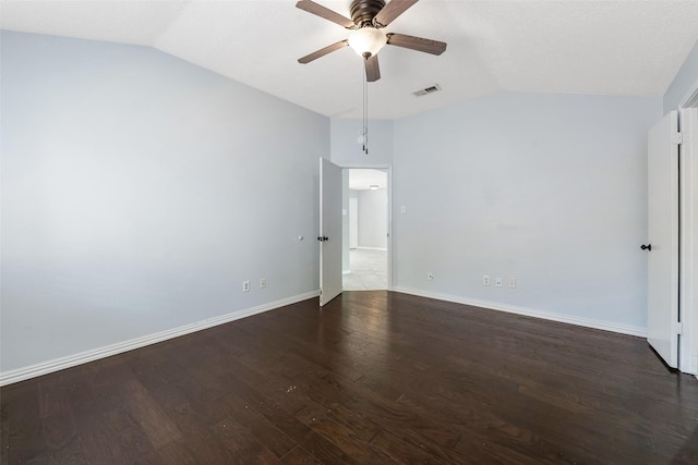 28907 Sedgefield St, Spring, TX 77386 - spare room with lofted ceiling, ceiling fan, dark wood finished floors, and baseboards