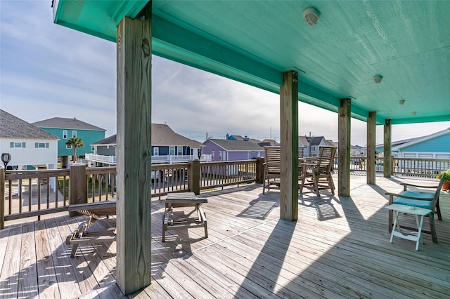 deck with a residential view