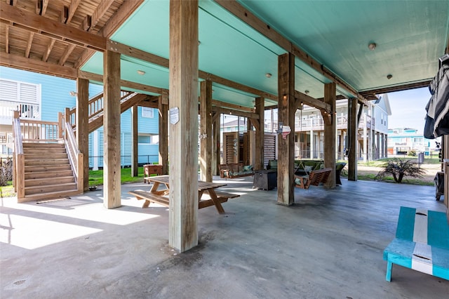 view of patio / terrace featuring stairway