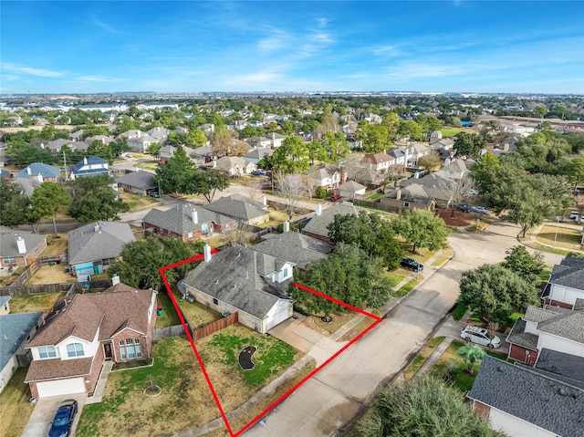 aerial view with a residential view