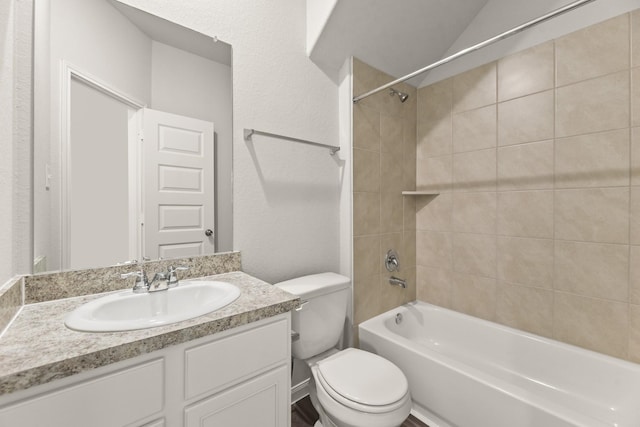 16535 Willow Forest Dr, Conroe, TX 77302 - full bathroom featuring vanity, toilet, and shower / bathtub combination