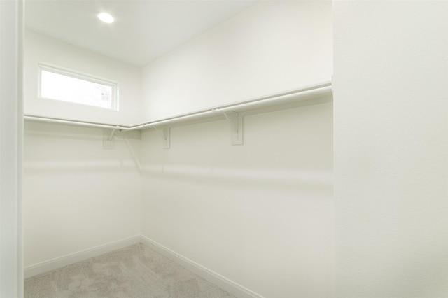 spacious closet with light colored carpet