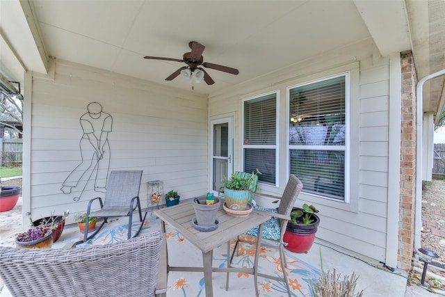 view of patio with a ceiling fan