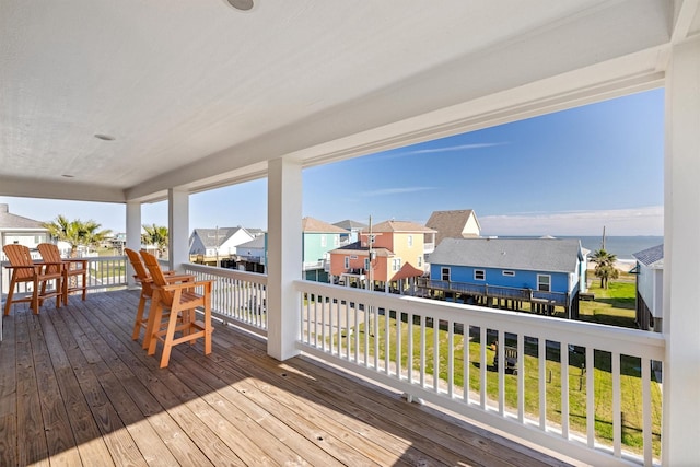 deck with a residential view