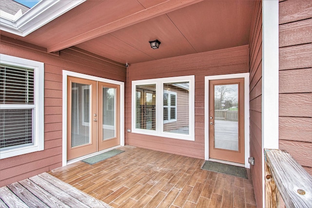 entrance to property featuring french doors