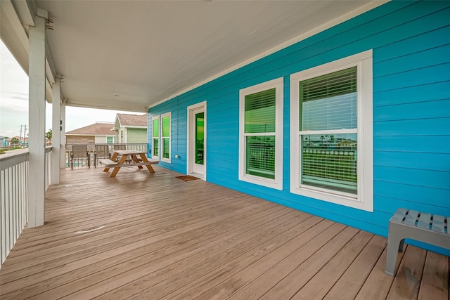 deck featuring covered porch