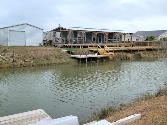 view of dock featuring a water view