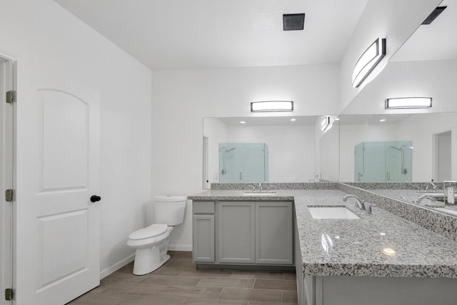 full bathroom with a shower stall, visible vents, and a sink