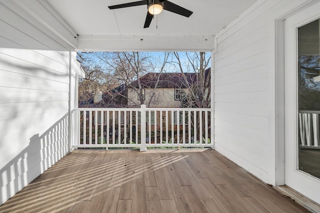 deck with a ceiling fan