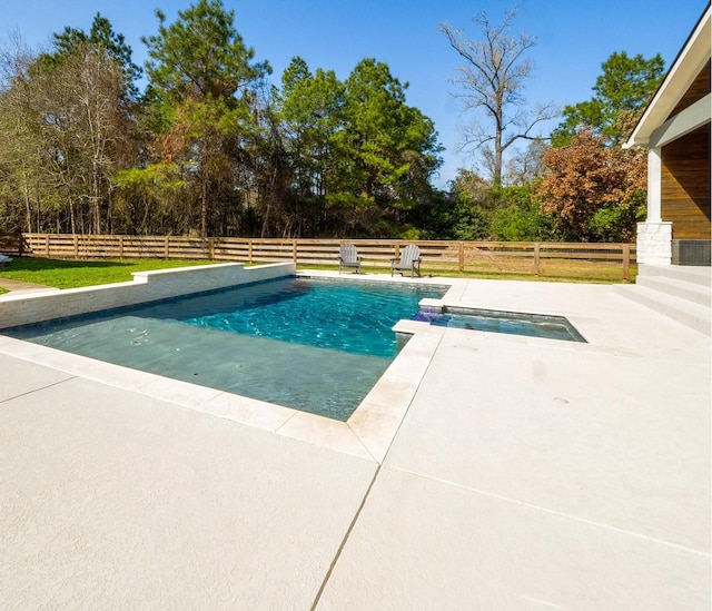 view of pool featuring a fenced in pool, a patio area, and a fenced backyard