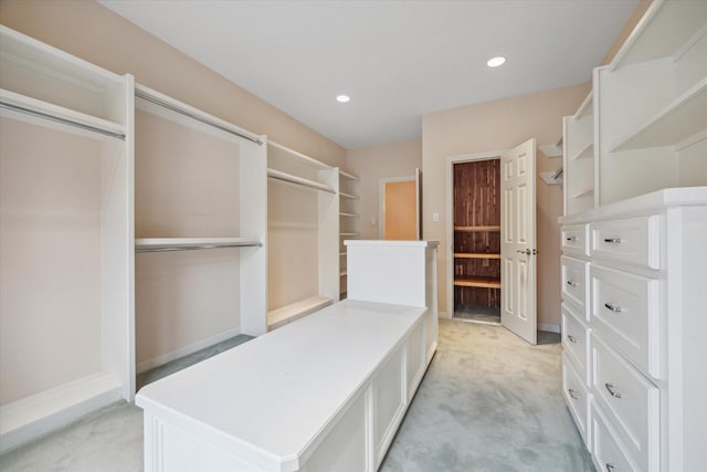 spacious closet with light colored carpet