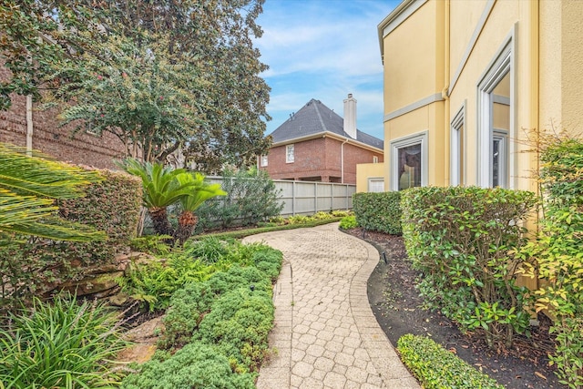 view of yard featuring a patio area and fence