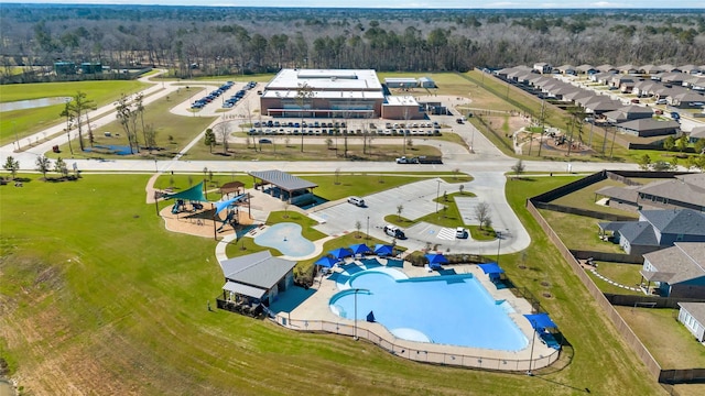 bird's eye view with a residential view