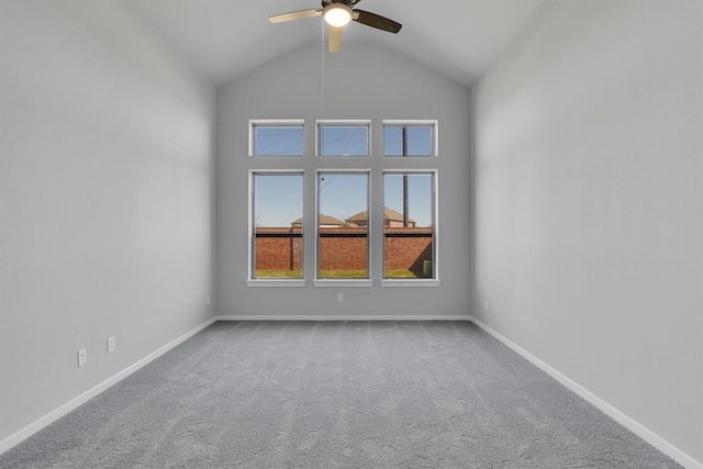 2920 Apple Rose, Katy, TX 77493 - carpeted spare room with baseboards, high vaulted ceiling, and ceiling fan