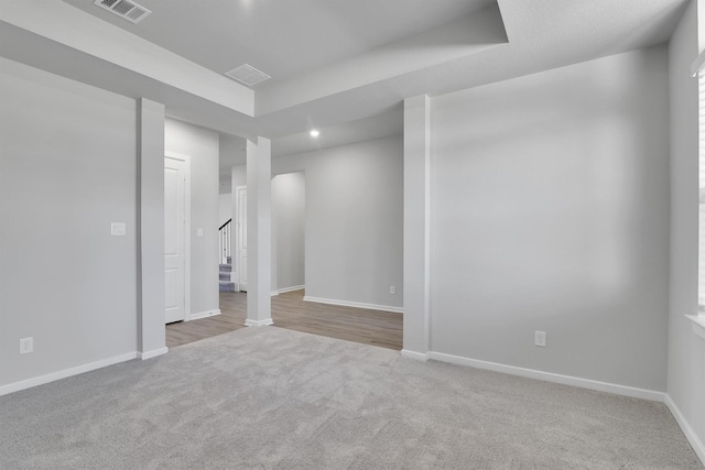 2920 Apple Rose, Katy, TX 77493 - carpeted empty room with recessed lighting, visible vents, baseboards, and stairs