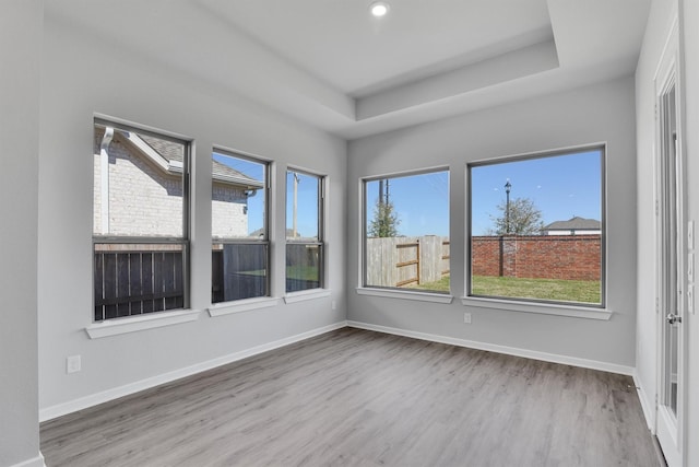 2920 Apple Rose, Katy, TX 77493 - spare room featuring a raised ceiling, plenty of natural light, wood finished floors, and baseboards