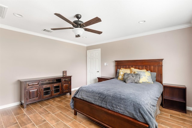 128 Legend Ln, Livingston, TX 77351 - bedroom with visible vents, ornamental molding, and baseboards