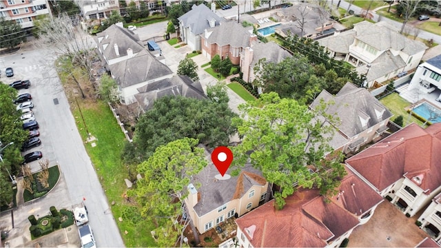 aerial view featuring a residential view