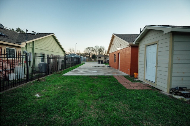 view of yard featuring a patio area and fence