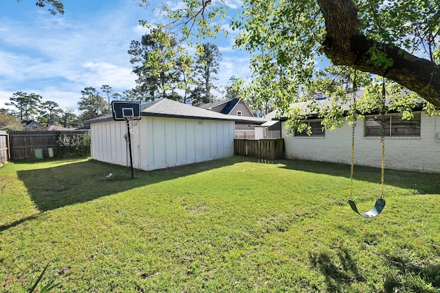 view of yard with a fenced backyard