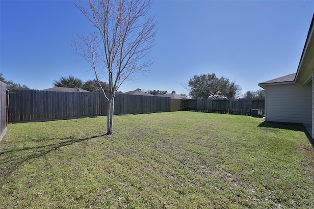 view of yard featuring a fenced backyard