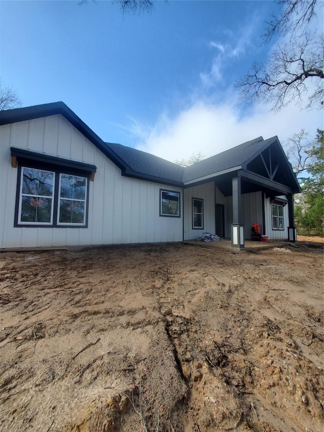 view of front facade with board and batten siding