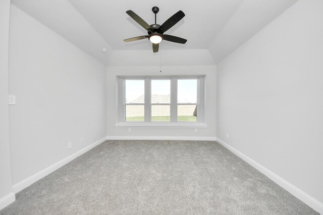 21311 Bridle Rose Trl, Tomball, TX 77377 - carpeted empty room with baseboards, a ceiling fan, and vaulted ceiling