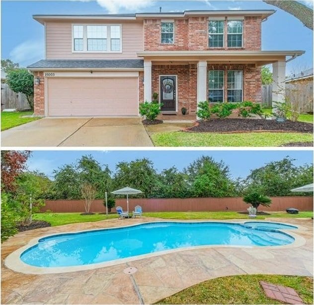 view of swimming pool with a fenced backyard, a fenced in pool, and a yard