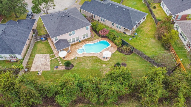 drone / aerial view with a residential view